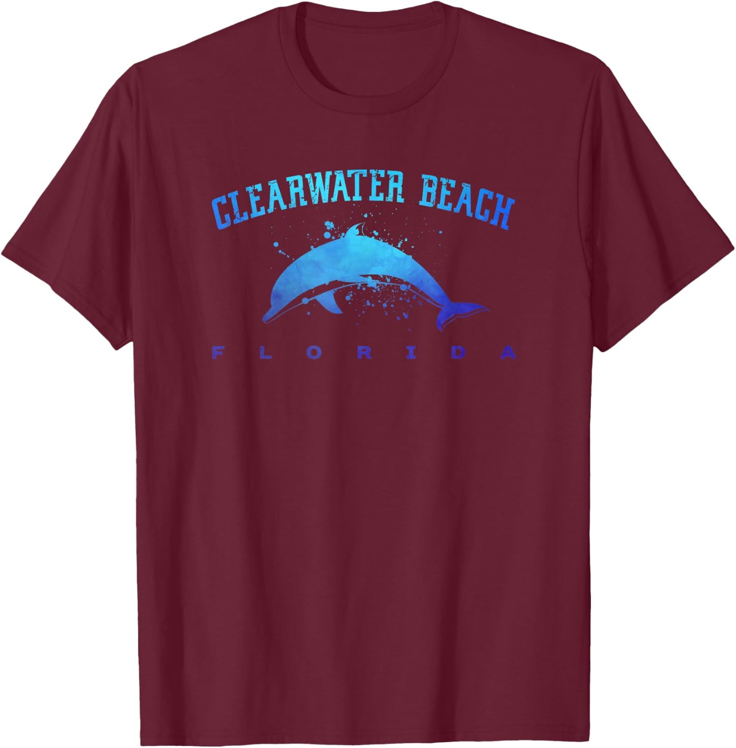 Clearwater Beach Florida Dolphin Scuba Diving Snorkeling T-Shirt - T-Shirt | Maroon