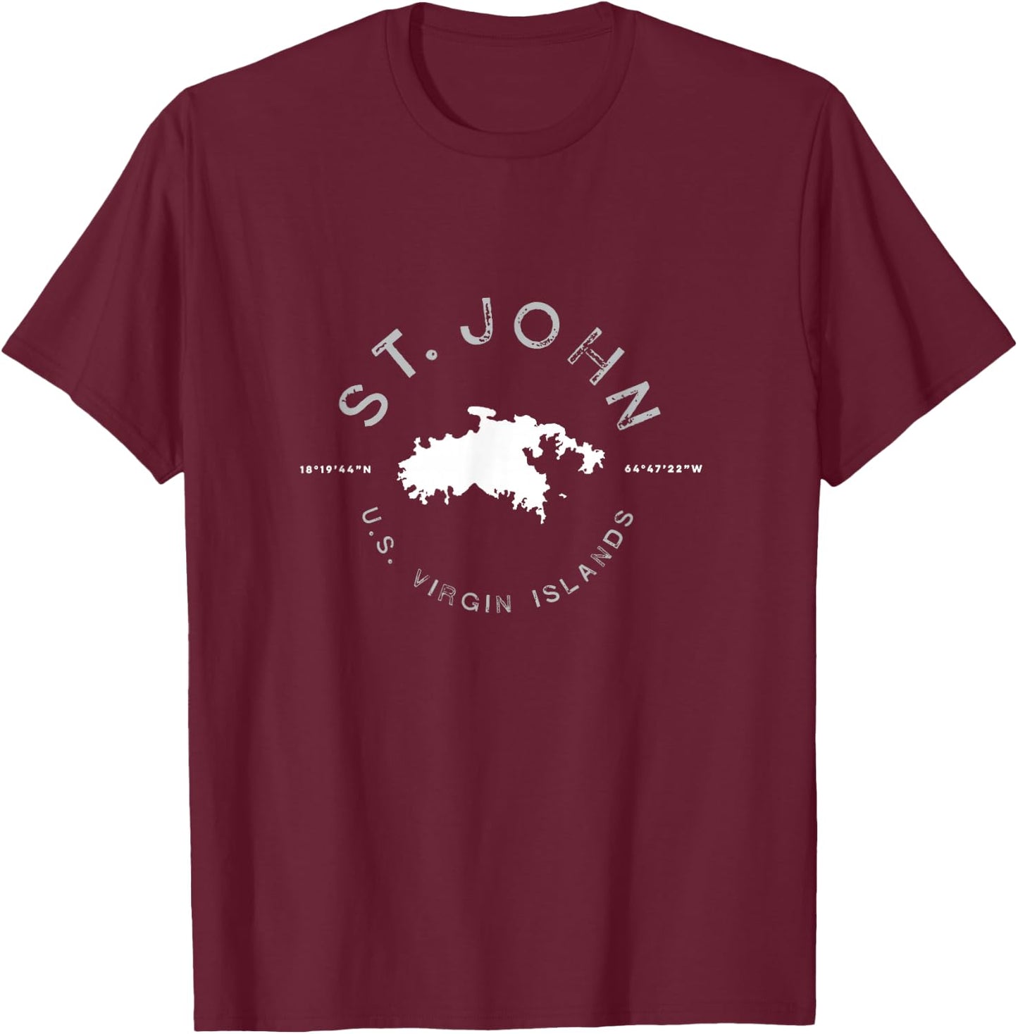 St. John USVI Vintage Retro Graphic T shirt T-Shirt - T-Shirt | Maroon