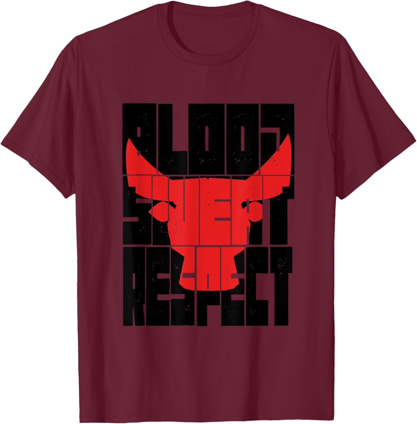 Blood Sweat Respect Motivational Gym Fitness Fighting Spirit T-Shirt - T-Shirt | Maroon