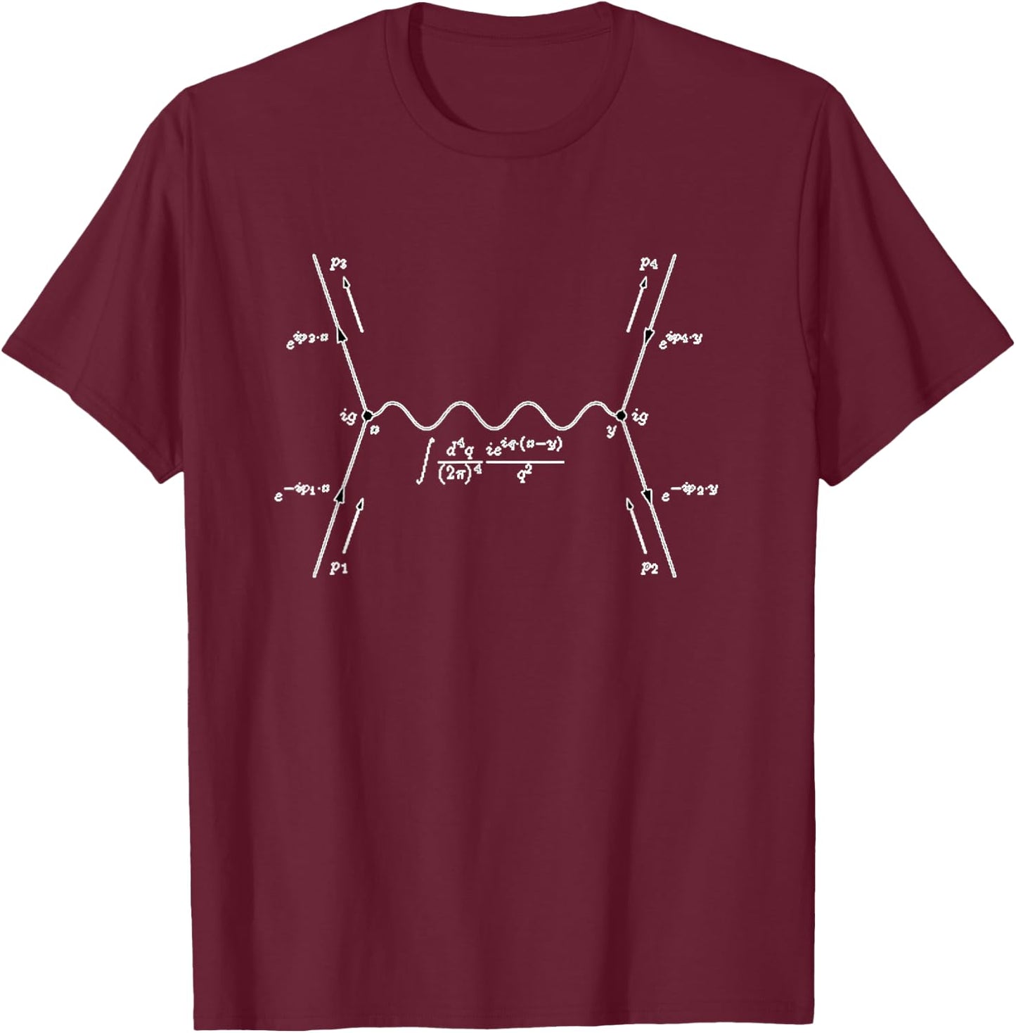 Noether Sym Adult Feynman Diagram of Quantum Physics and Quantum Fields Black Small Modern Classic Fit T-Shirt - T-Shirt | Maroon