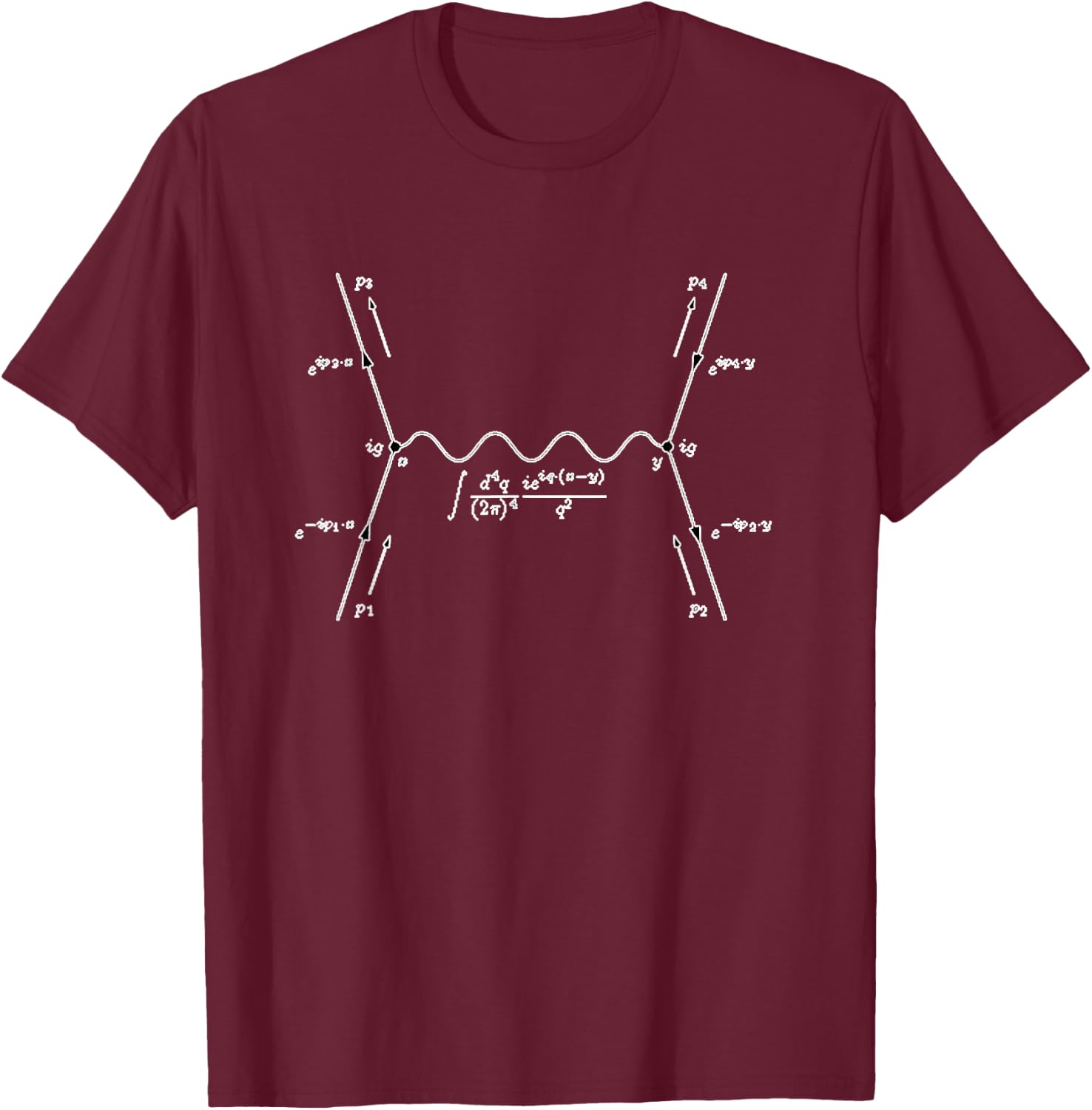 Noether Sym Adult Feynman Diagram of Quantum Physics and Quantum Fields Black Small Modern Classic Fit T-Shirt - T-Shirt | Maroon