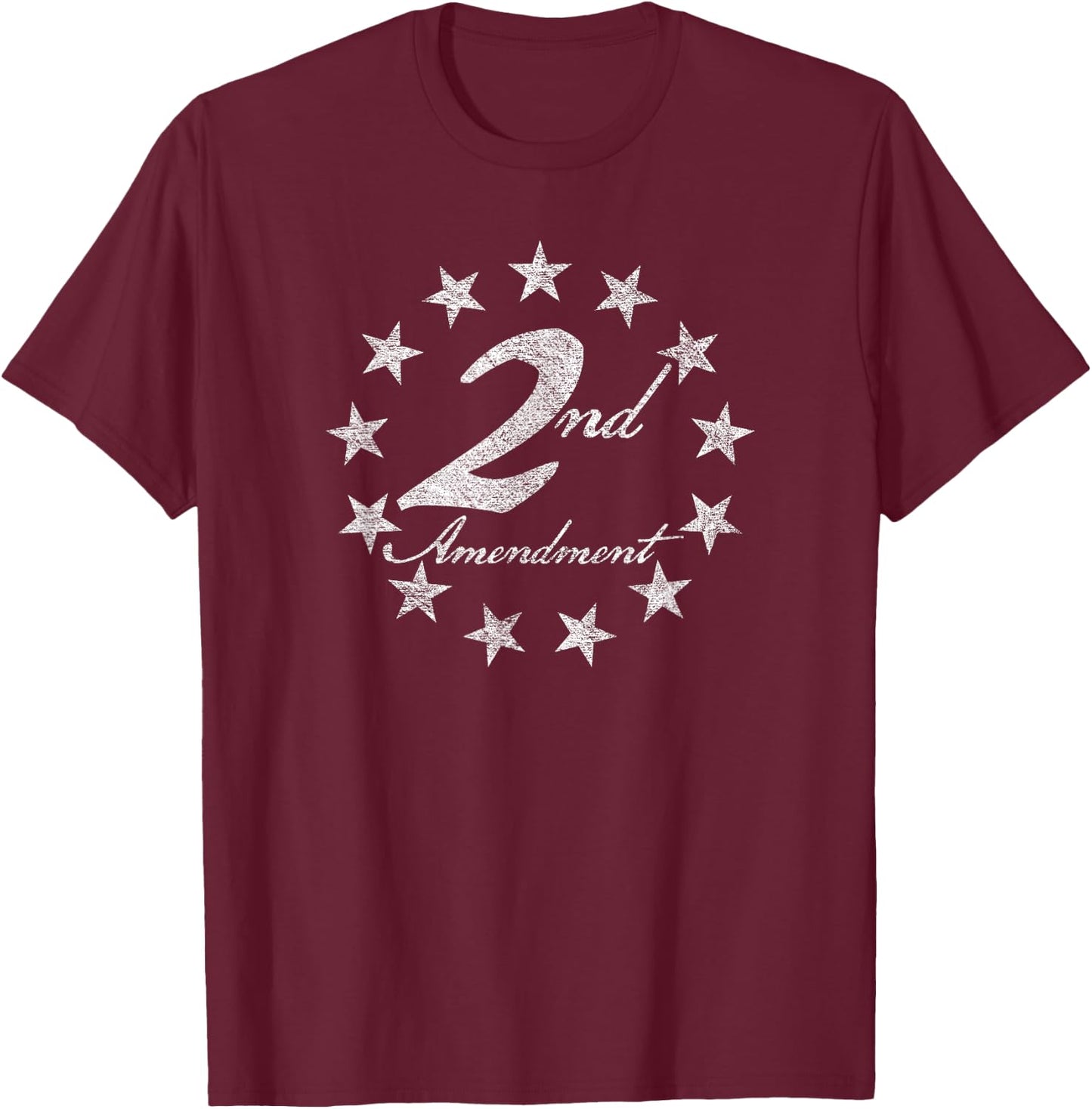2nd Second Amendment Betsy Ross Flag Ring of Stars T-Shirt - T-Shirt | Maroon