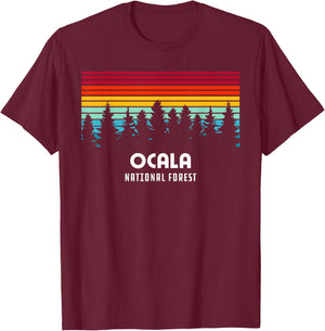 Retro Sunset Ocala National Forest Ocala Florida T-Shirt - T-Shirt | Maroon