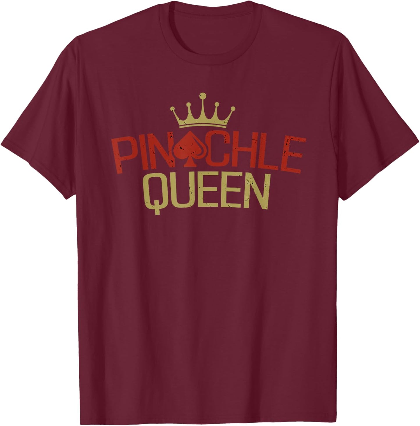 Pinochle Queen Playing Card Game Players T-Shirt - T-Shirt | Maroon