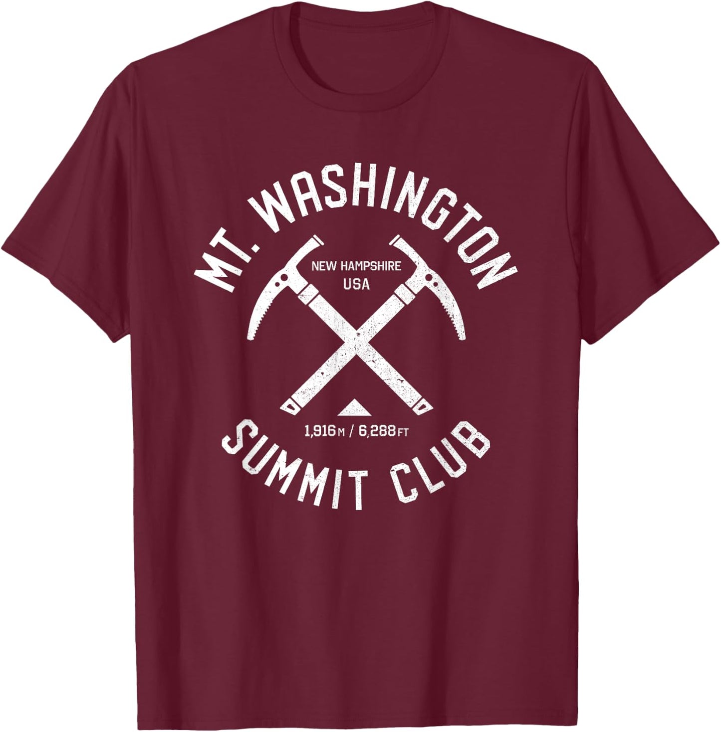 Mt Washington Summit Club | I climbed Mt Washington | Distre T-Shirt - T-Shirt | Maroon