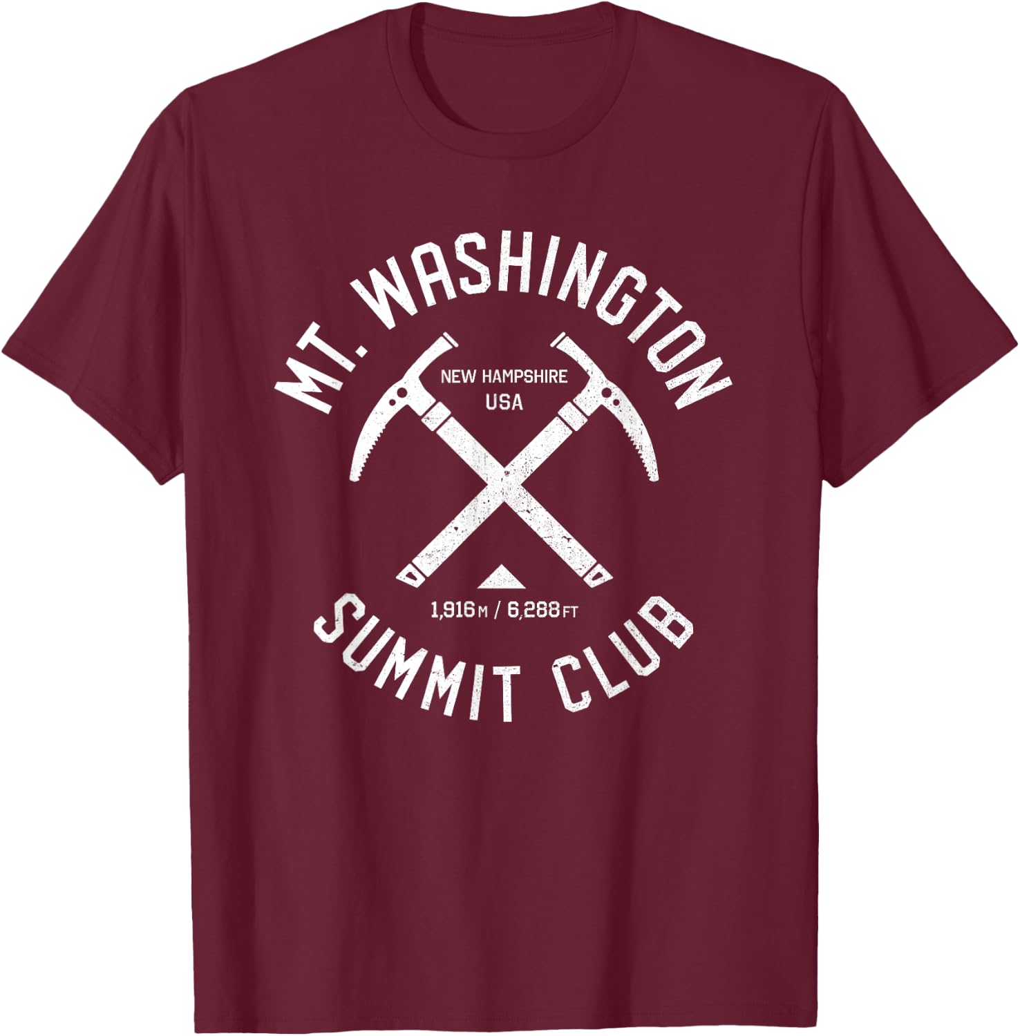 Mt Washington Summit Club | I climbed Mt Washington | Distre T-Shirt - T-Shirt | Maroon