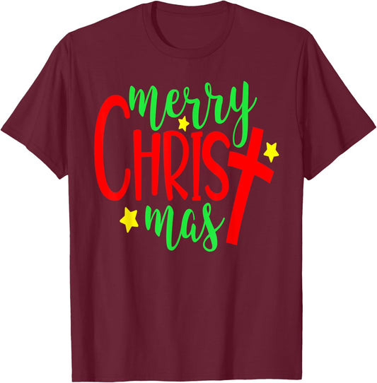 Merry Christmas-Christmas Christian Costume T Shirt T-Shirt - T-Shirt | Maroon