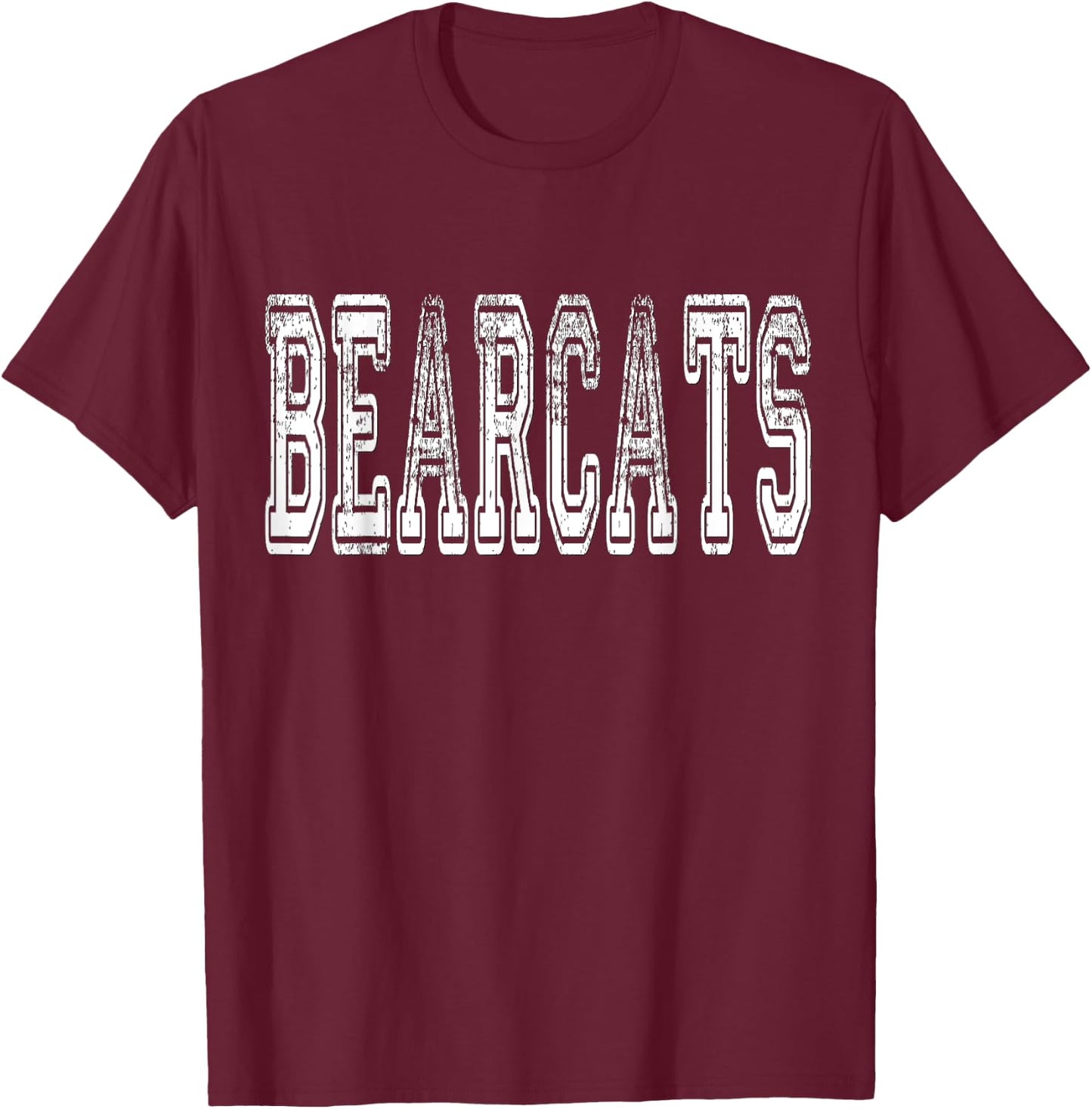 Bearcats Mascot Distressed Vintage School Sports Name Fans T-Shirt - T-Shirt | Maroon