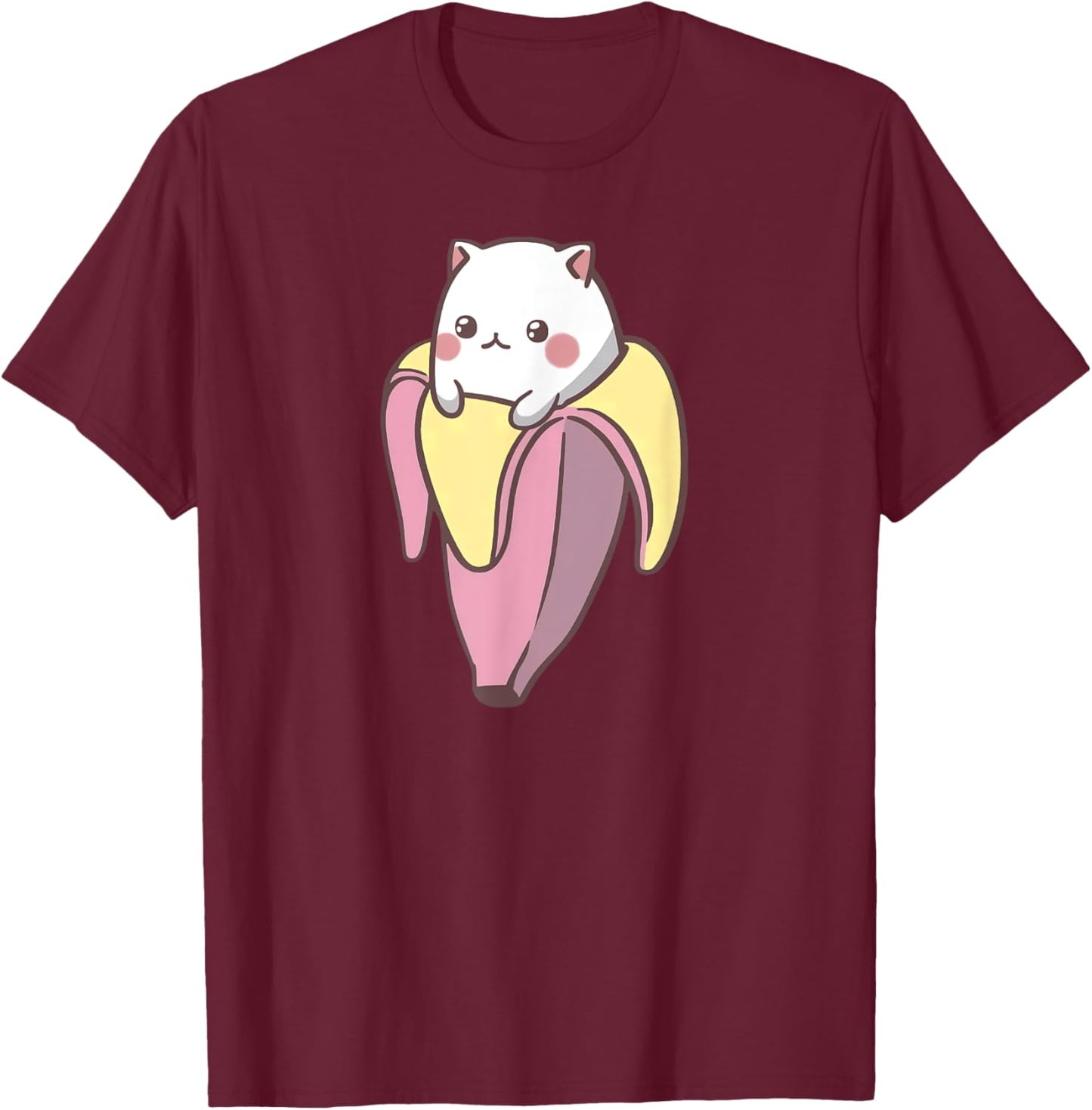 Banana Cat Funny Kawaii Bananya Gift Bday Men Women Girls Kids T-Shirt - T-Shirt | Maroon