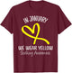 Heart We Wear Yellow Stalking Awareness Month Ribbon T-Shirt - T-Shirt | Maroon