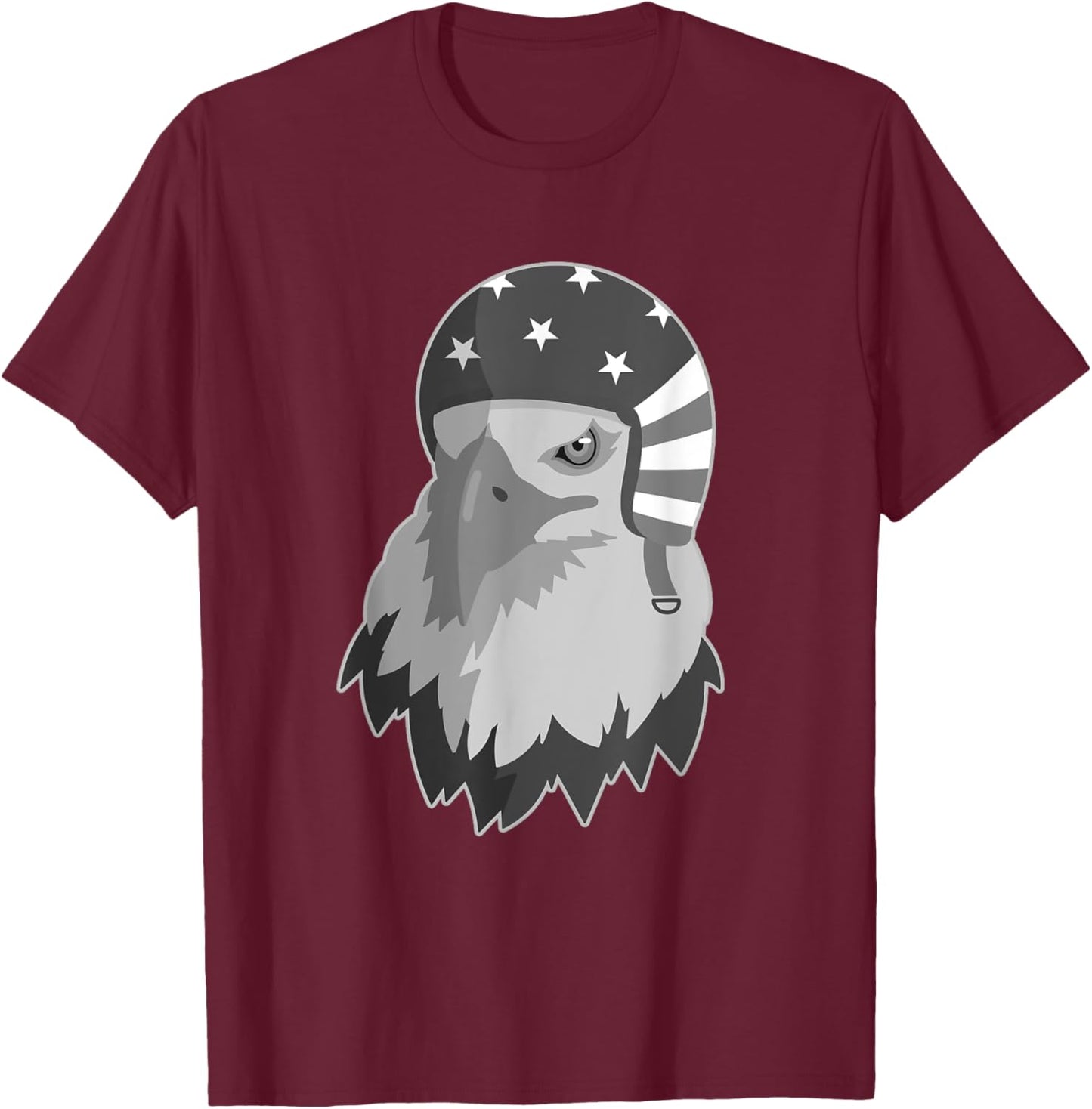 Funny Eagle Mullet Helmet USA 4th Of July American Flag Gift T-Shirt - T-Shirt | Maroon
