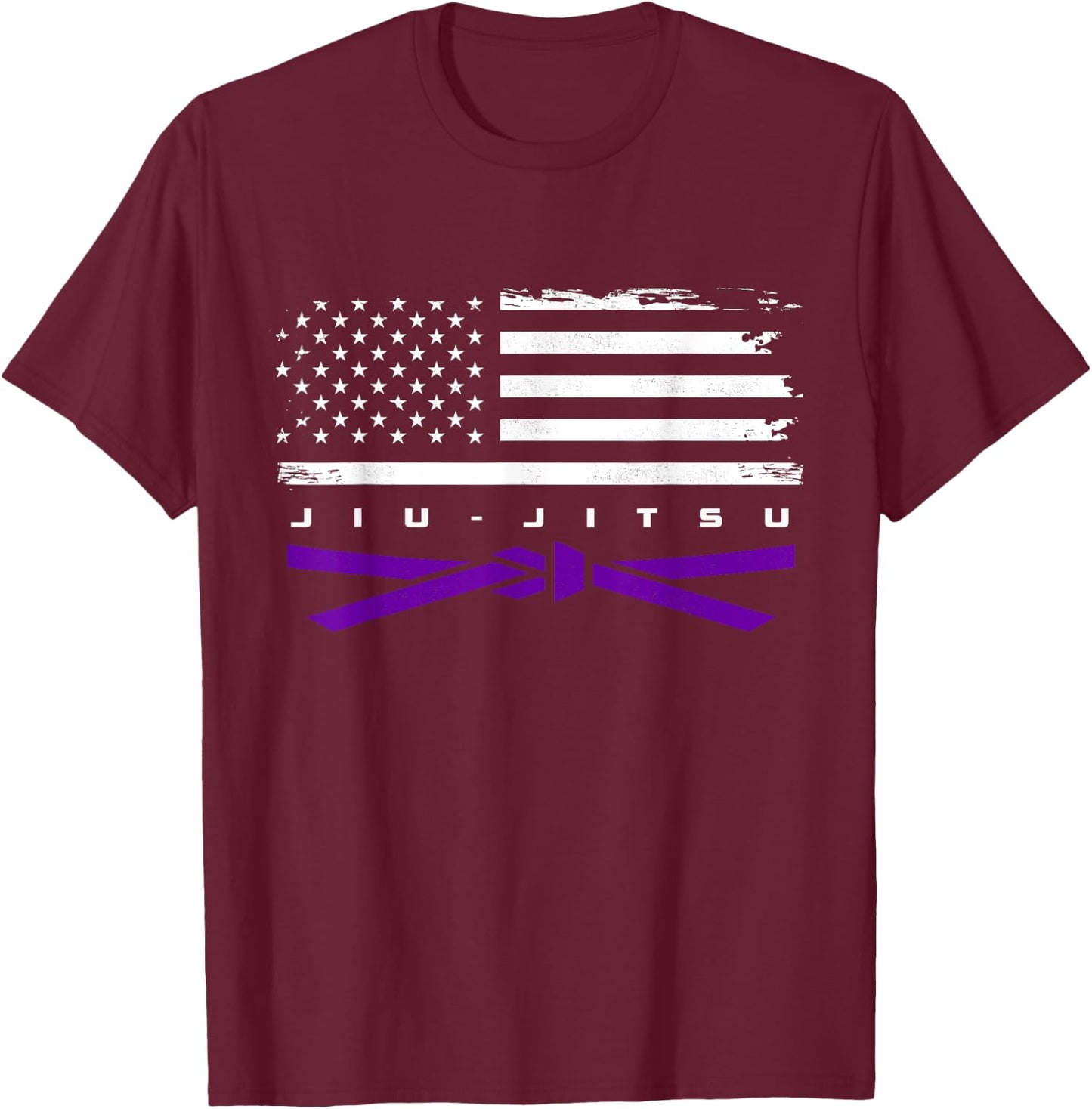 American Flag Jiu - Jitsu Apparel - Purple Belt Jiu Jitsu T-Shirt - T-Shirt | Maroon
