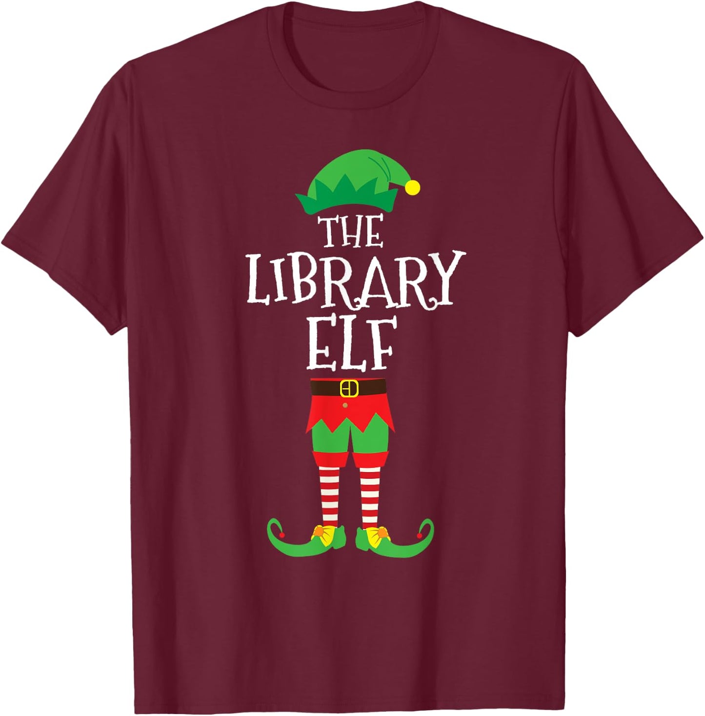 Library Elf Library Assistant Christmas Party Pajama T-Shirt - T-Shirt | Maroon