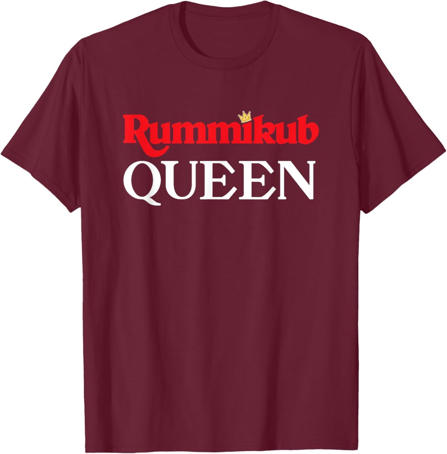 Rummikub Queen Logo with Royal Crown T-Shirt - T-Shirt | Maroon