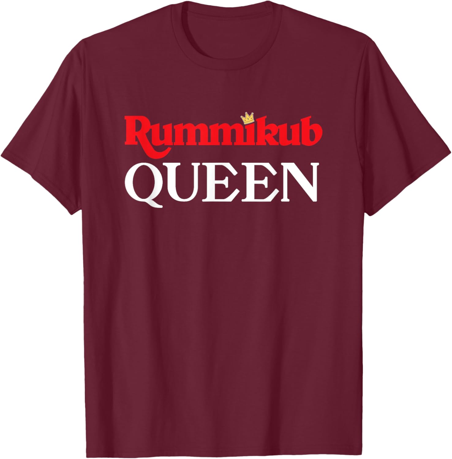Rummikub Queen Logo with Royal Crown T-Shirt - T-Shirt | Maroon