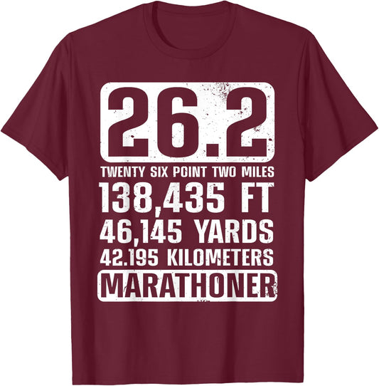 Cool Marathon Art Men Women Marathoner Running 26.2 Finisher T-Shirt - T-Shirt | Maroon