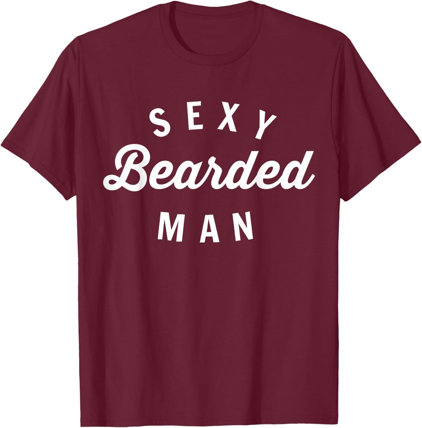 Funny Minimal Sexy Bearded Man - Couples Shirt Gift T-Shirt - T-Shirt | Maroon