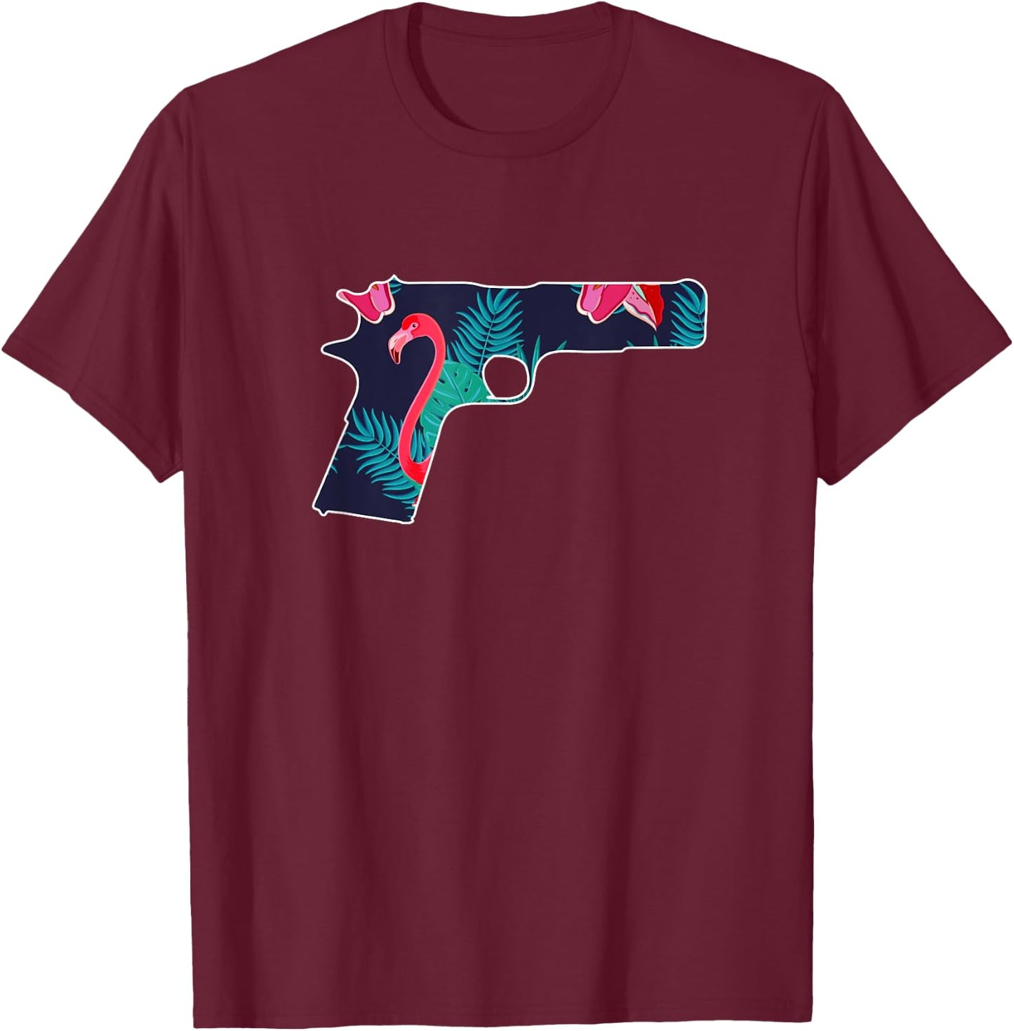 Tropical Gun Lover Firearm Beach Hawaiian Aloha Gun Hawaiian Men Women T-Shirt - T-Shirt | Maroon