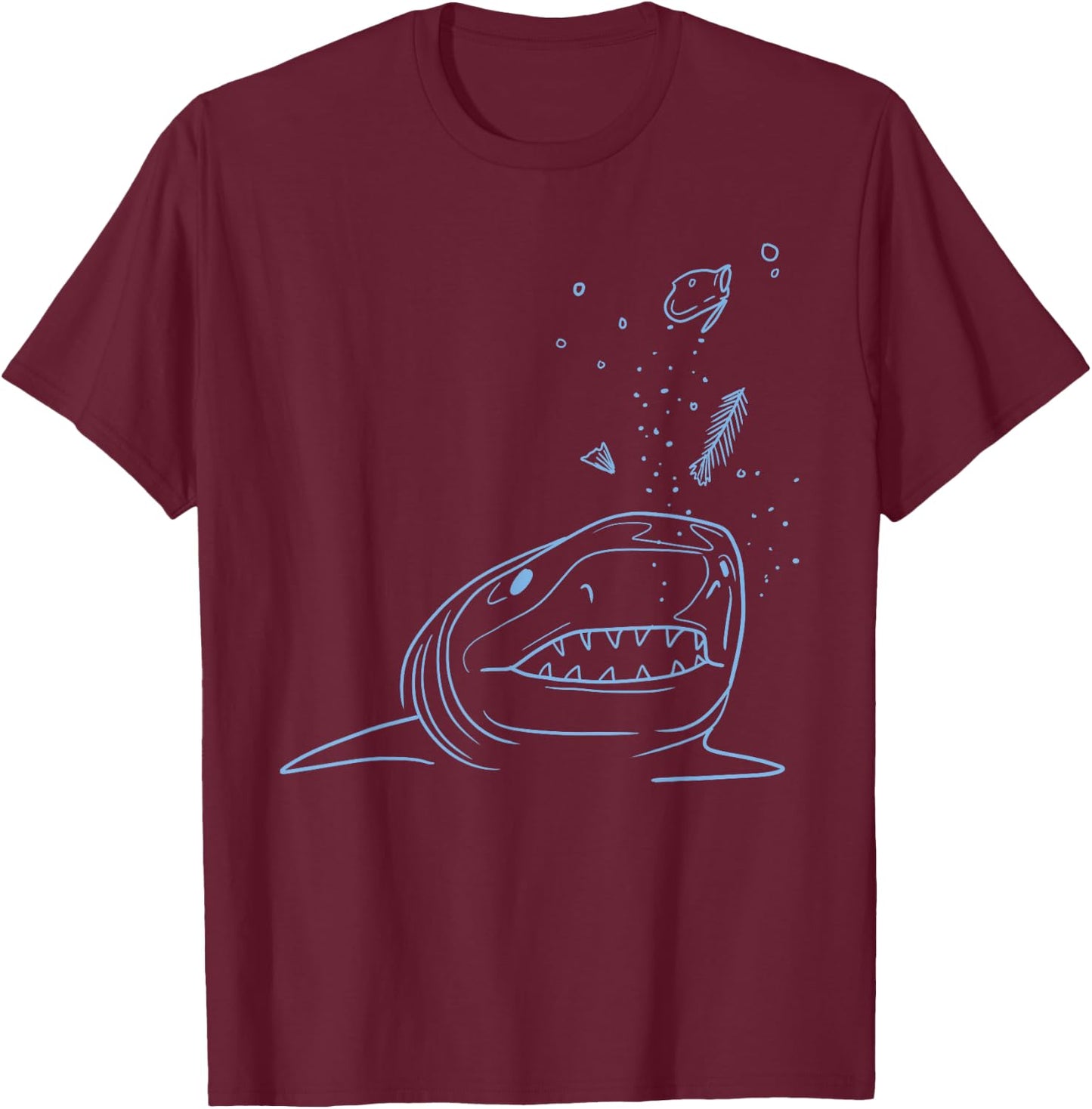 Burping Stuffed Full Shark Funny Belch Sea Ocean Animal Gift T-Shirt - T-Shirt | Maroon