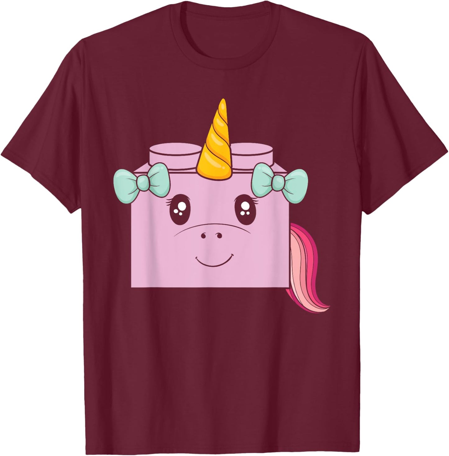 Unicorn Lover Master Builder Bricks Building Blocks T-Shirt - T-Shirt | Maroon