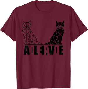 Schrödinger's Cat Science Dead and Alive T-Shirt - T-Shirt | Maroon