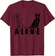 Schrödinger's Cat Science Dead and Alive T-Shirt - T-Shirt | Maroon