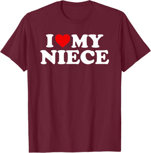 I Love My Niece - Red Heart T-Shirt - T-Shirt | Maroon