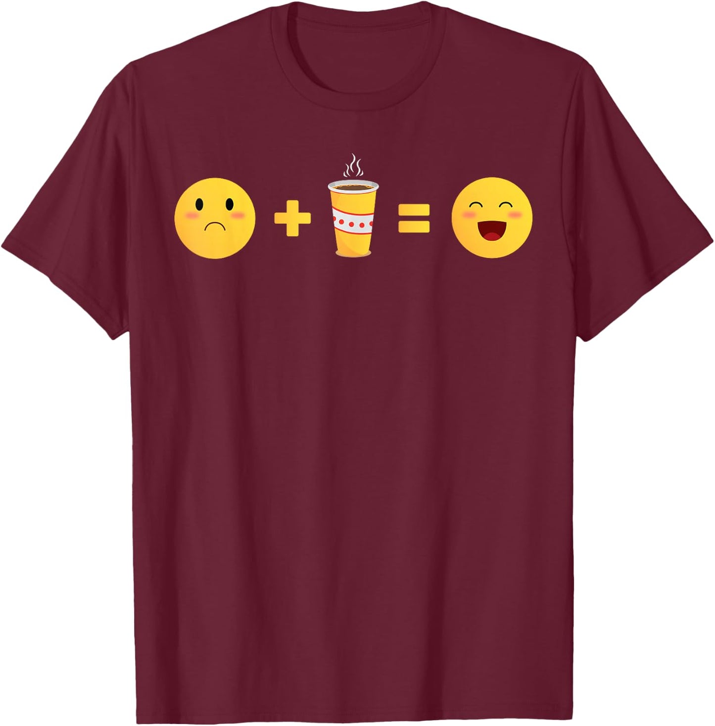Mood - Coffee - Face Math - Emoticon - Sadboi - Smile T-Shirt - T-Shirt | Maroon