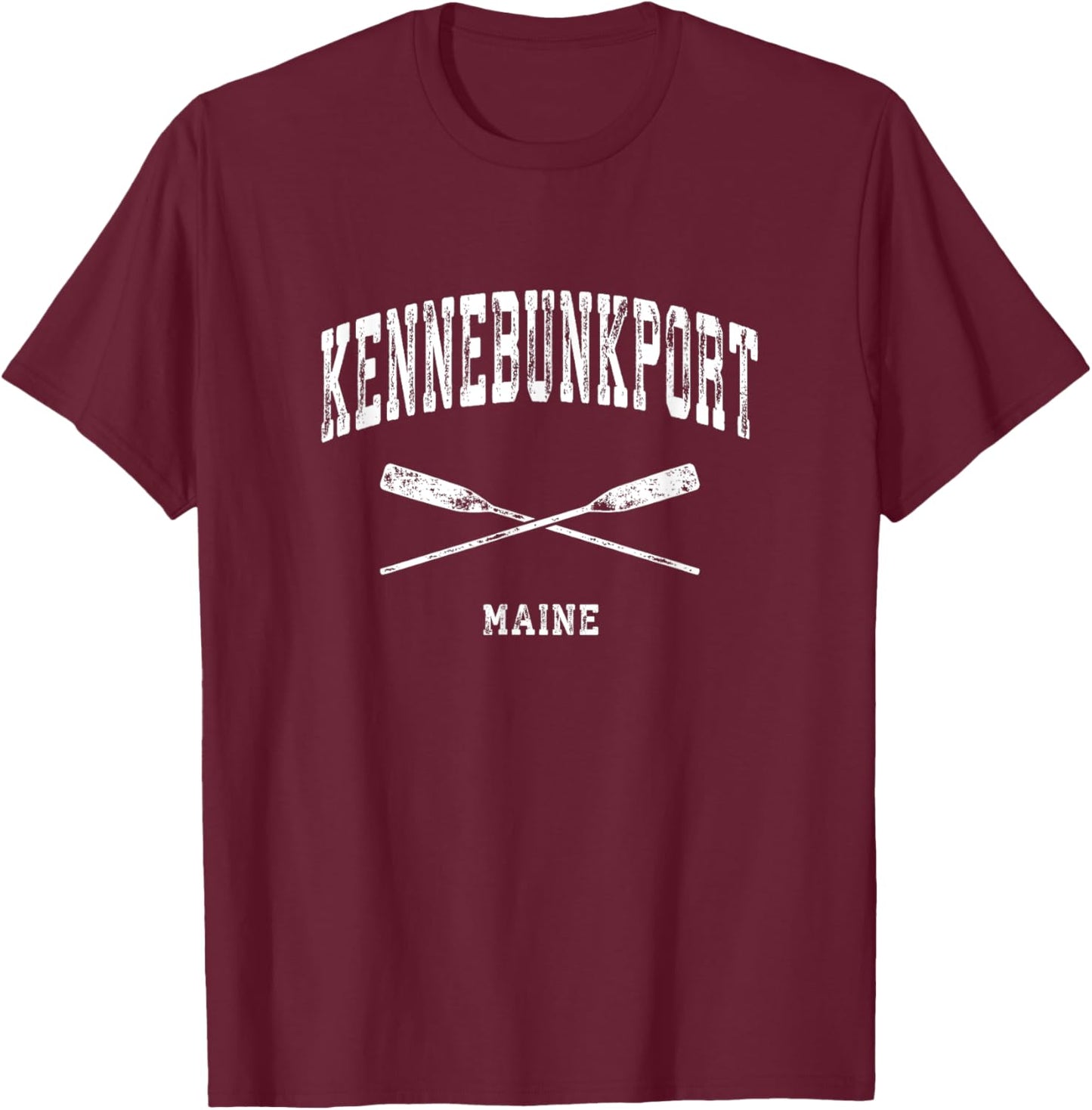 Kennebunkport Maine Vintage Nautical Crossed Oars T-Shirt - T-Shirt | Maroon