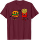 Hamburger Fries High Five | Cool Fun Combo Snacks Funny Gift T-Shirt - T-Shirt | Maroon