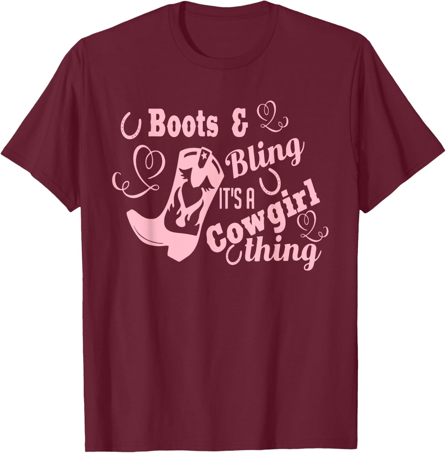 Princess Cowgirl Gift Girls Cowboy Boots Horse Lover Ladies T-Shirt - T-Shirt | Maroon