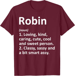 Custom Mom Wife Name Meaning Girl Christmas Women Robin Definition Personalized Funny Birthday T-Shirt - T-Shirt | Maroon