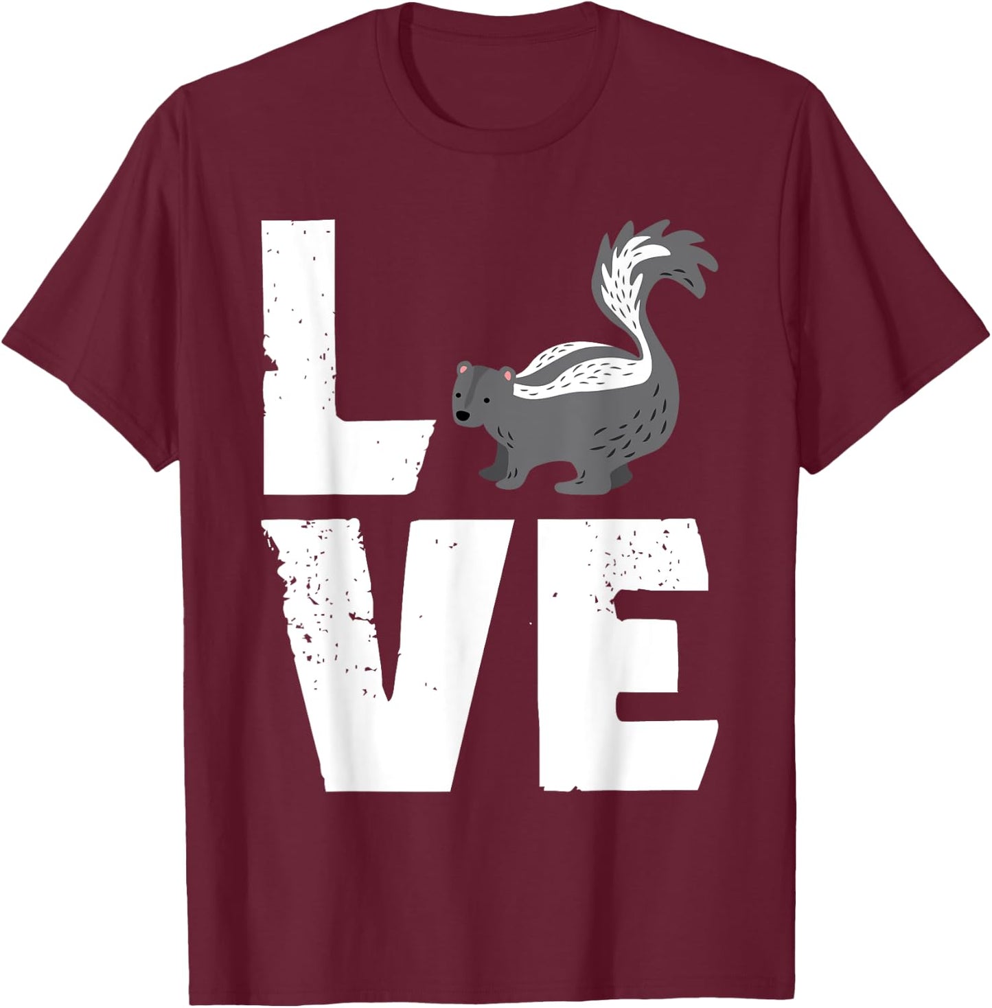 Love Skunk Animal Lover Zookeeper Zoologist Veterinarian T-Shirt - T-Shirt | Maroon