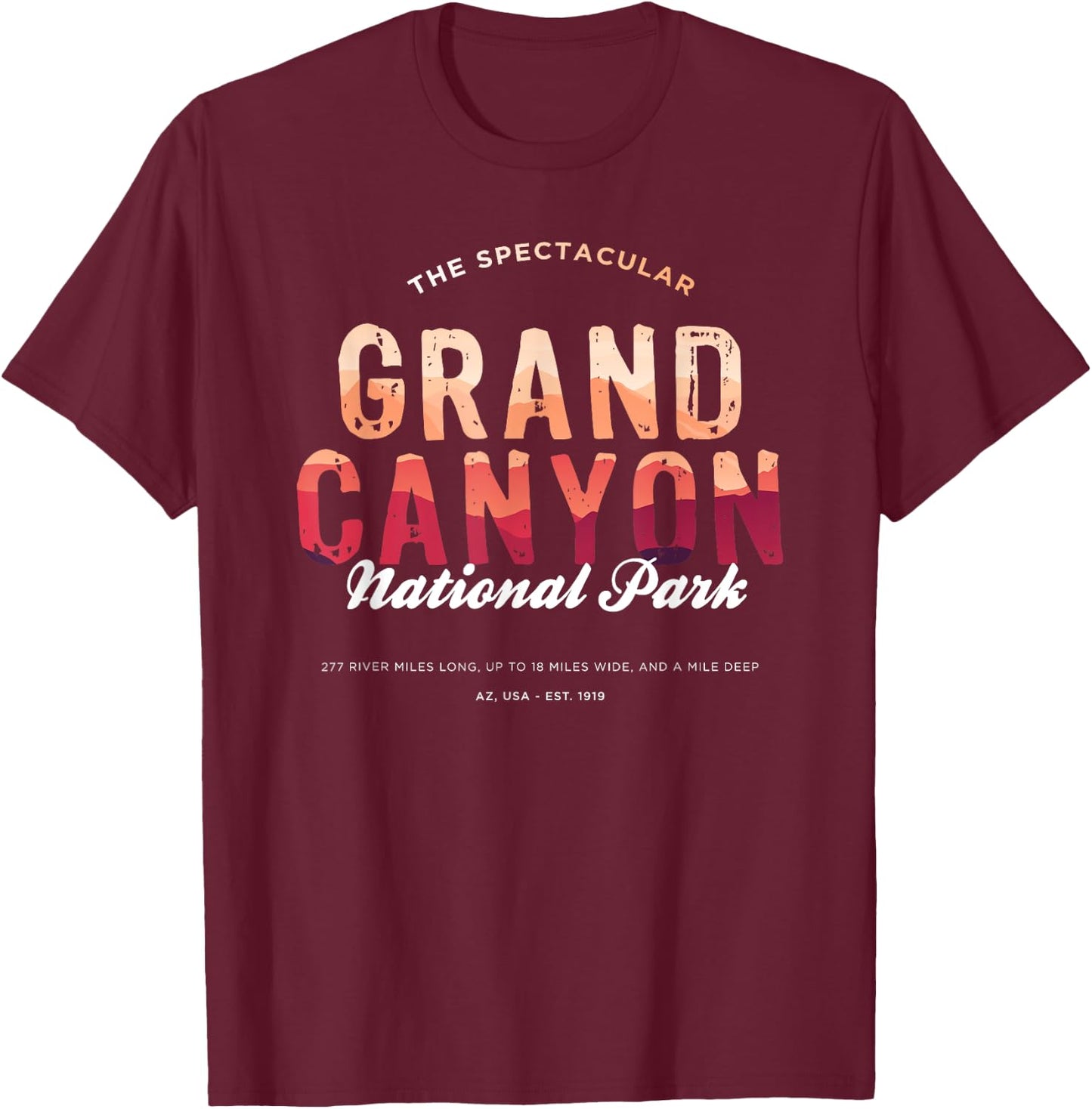 Grand Canyon Arizona US National Park Travel Hiking T-Shirt - T-Shirt | Maroon