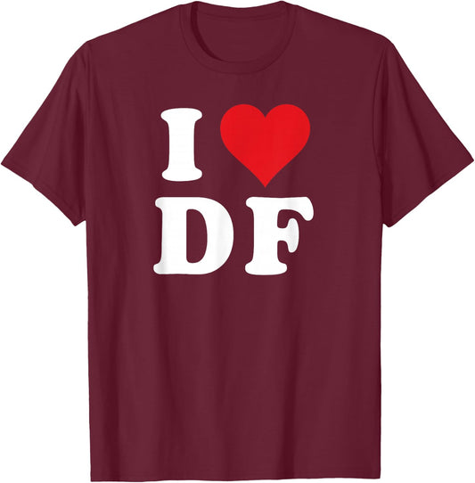 I Heart DF Initials I Love D.F. First And Last Name D F T-Shirt - T-Shirt | Maroon
