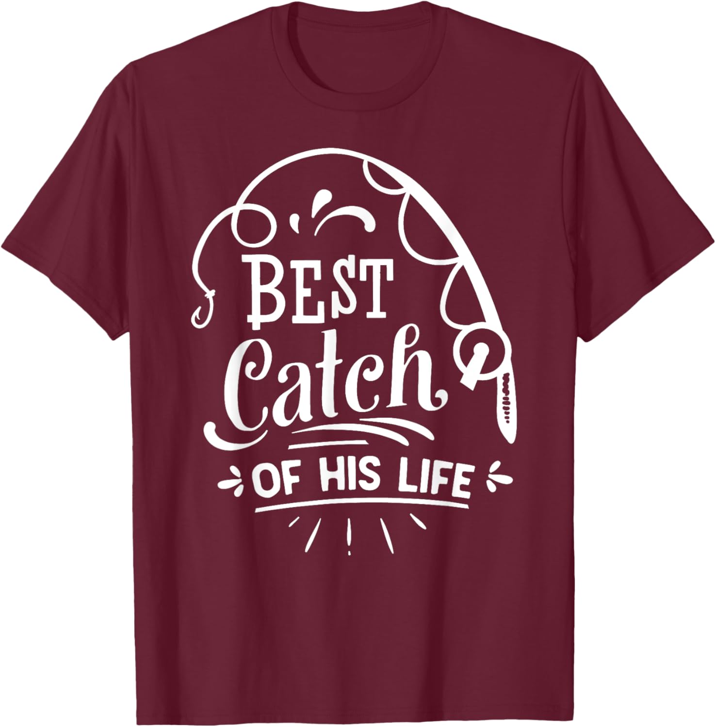 One Lucky Fisherman Matching Couples Fishing T-Shirt - T-Shirt | Maroon