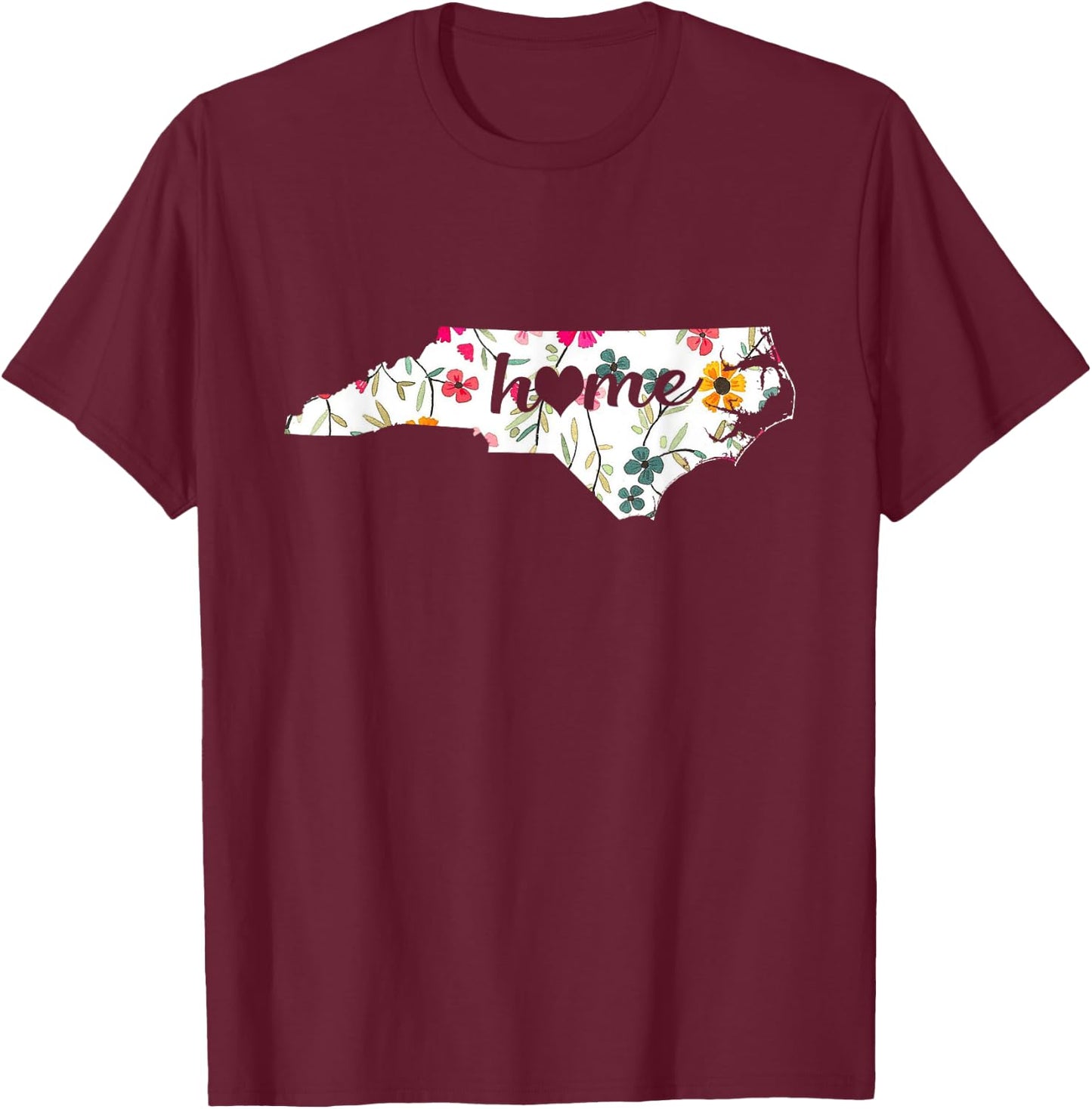 Floral North Carolina Home T-Shirt - T-Shirt | Maroon