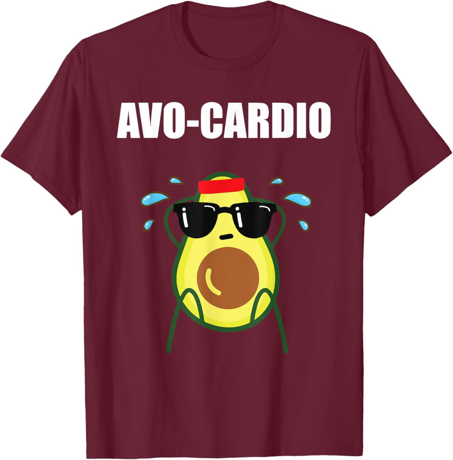 Funny Gym Exercise Pun Avocado Avo-Cardio T-Shirt - T-Shirt | Maroon