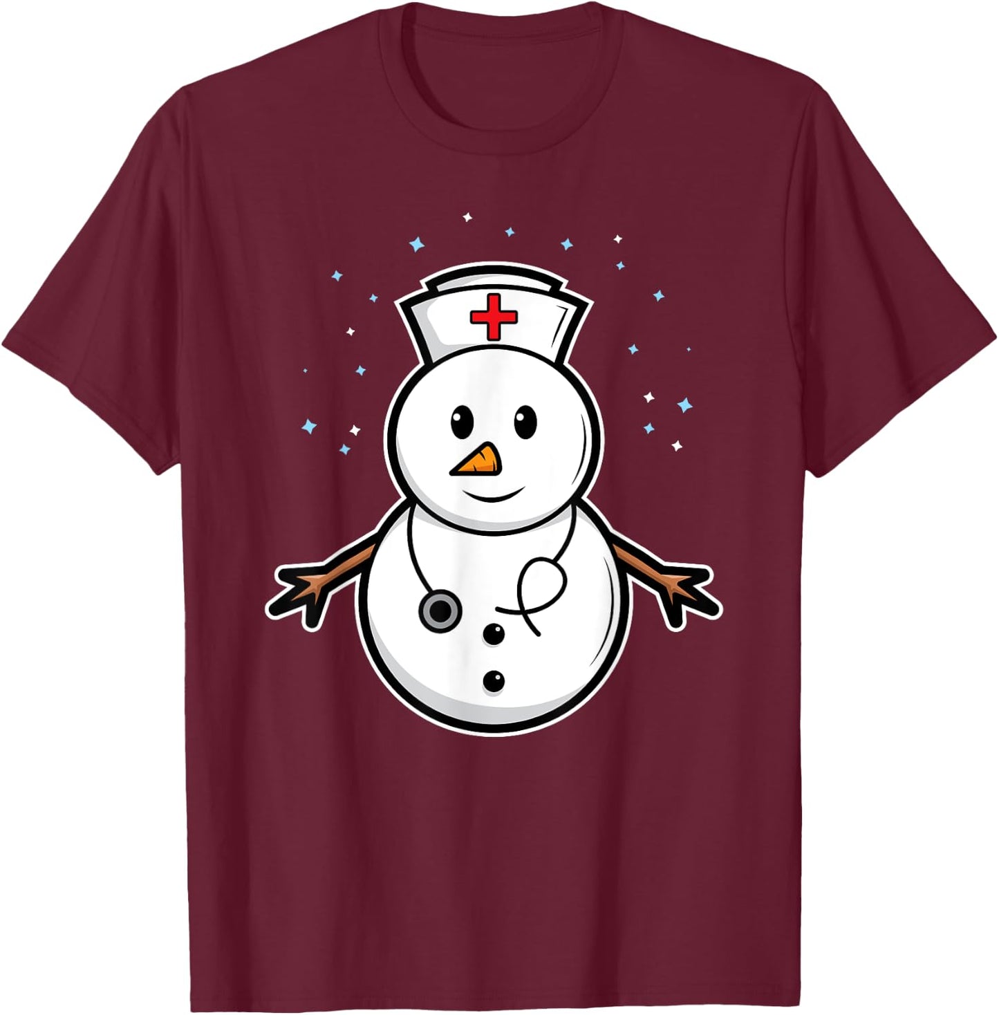 Medical Snowman Nurse Doctor Christmas Holidays Winter Snow T-Shirt - T-Shirt | Maroon