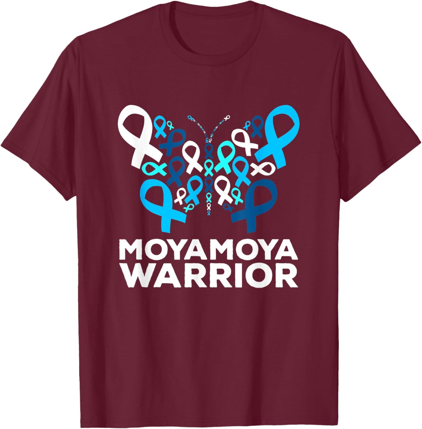 Moyamoya Disease Awareness Butterfly Support Ribbon T-Shirt - T-Shirt | Maroon