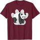 Cute Panda Bear Drawing on Paw Print Silhouette T-Shirt - T-Shirt | Maroon