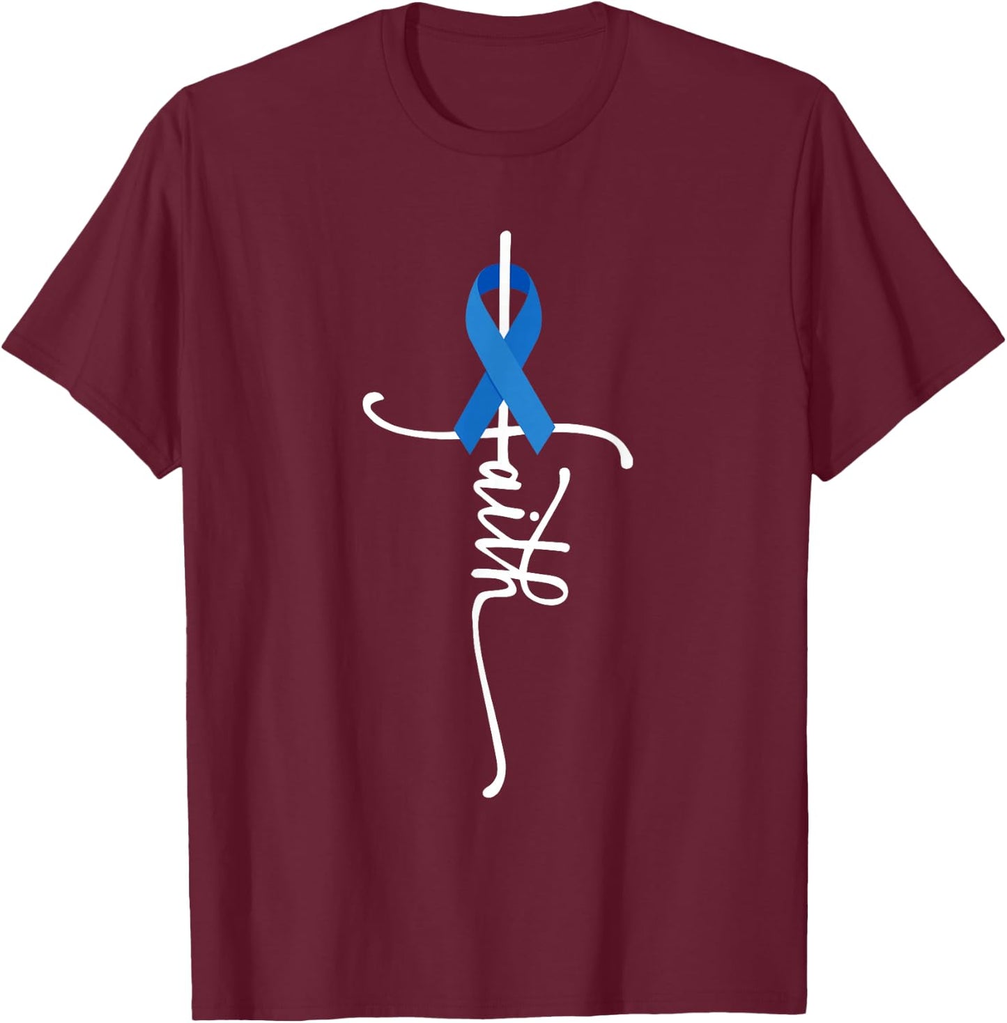 Colon Cancer Faith Colon Cancer Awareness T-Shirt - T-Shirt | Maroon
