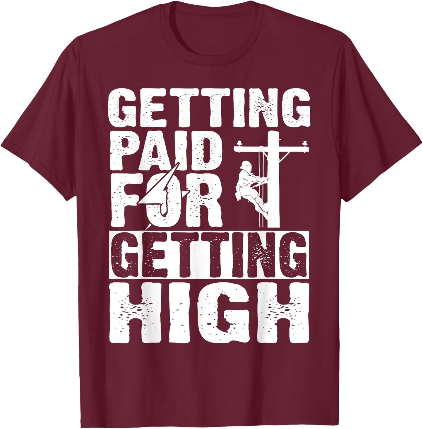 Funny Electrician Gift Electrical Power Lineman Men Boys T-Shirt - T-Shirt | Maroon