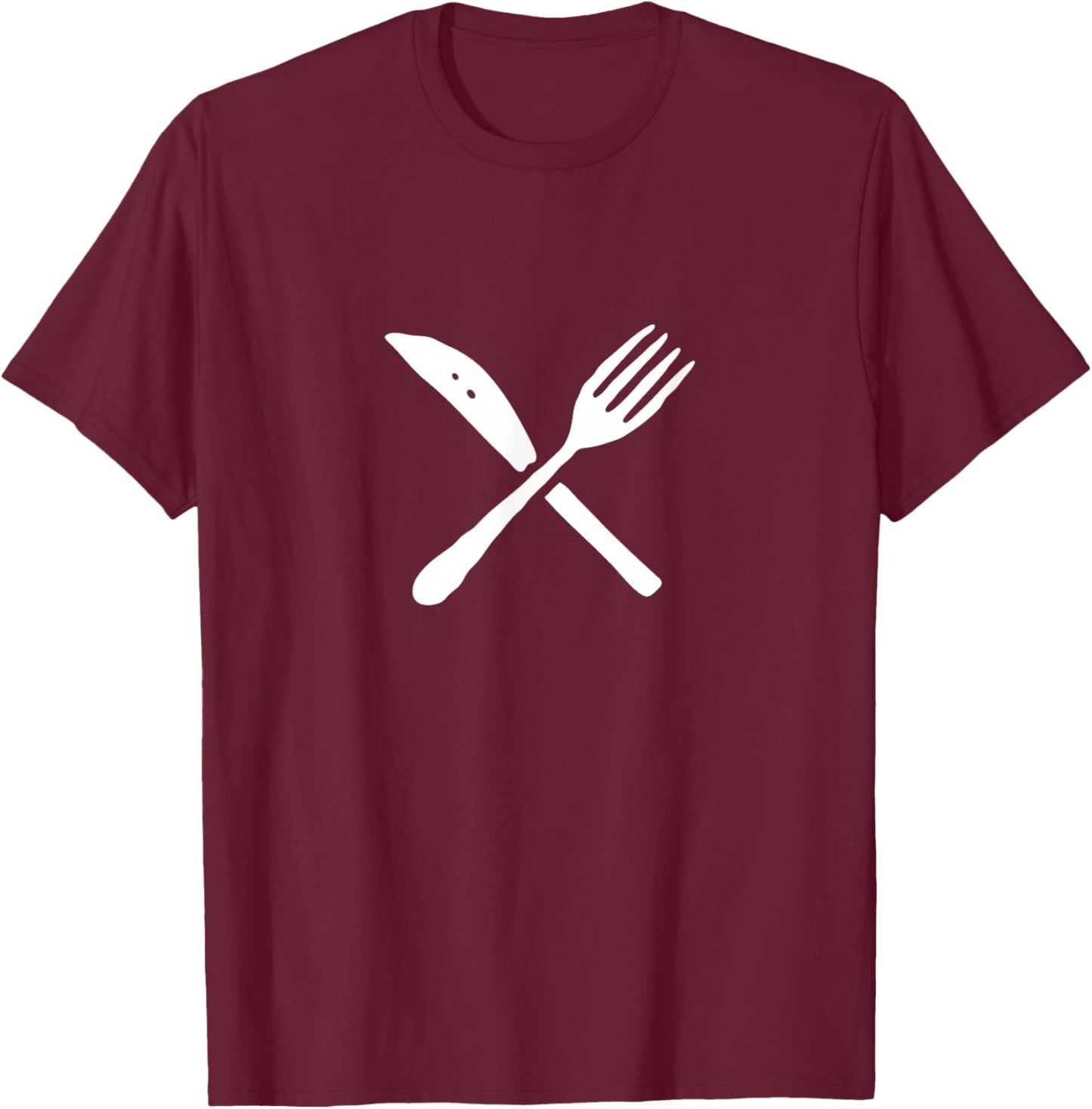 Fork and Knife - Cool Eating / Food / Foodie / Cooking T-Shirt - T-Shirt | Maroon