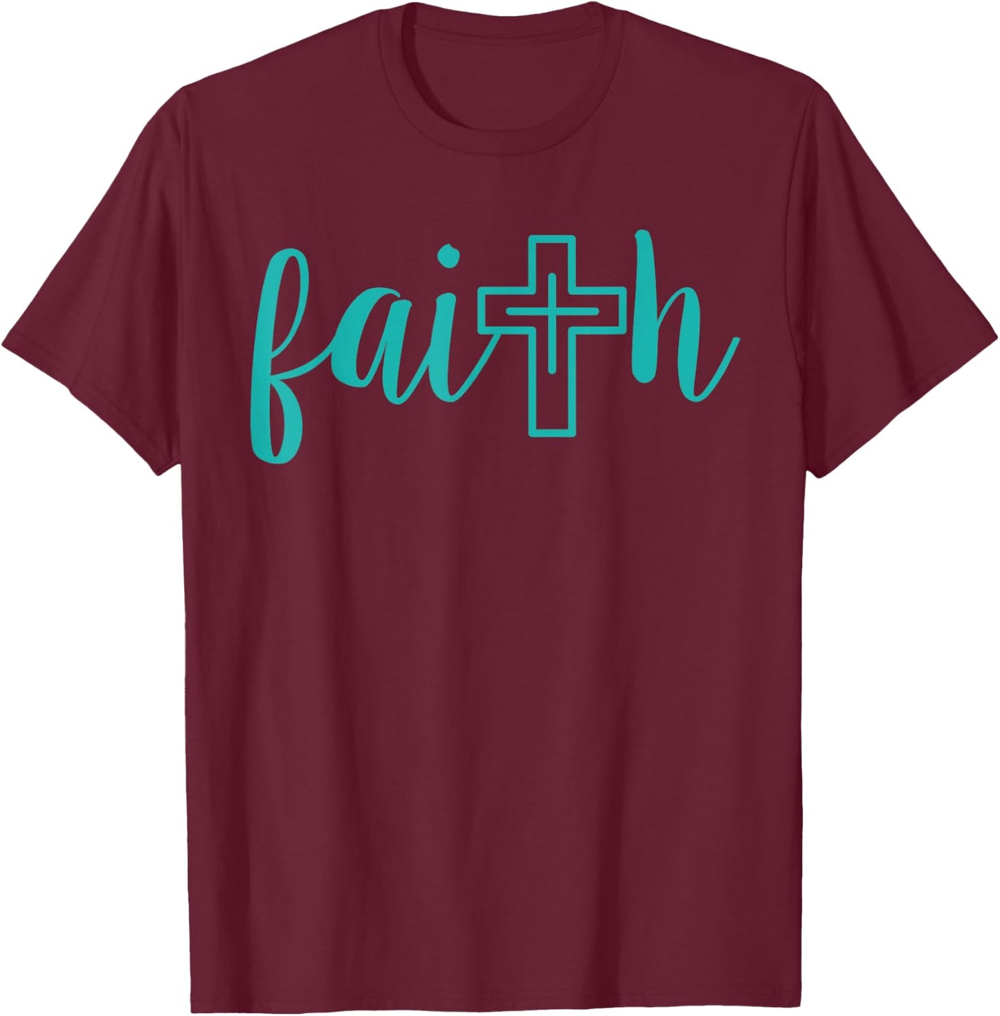 Christian Faith Teal Cross Bible Study Thank You Gift T-Shirt - T-Shirt | Maroon