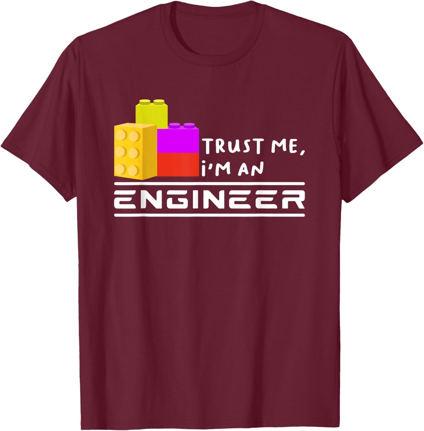 Engineer Kids Children Toy Big Building Blocks Build Builder T-Shirt - T-Shirt | Maroon