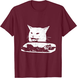 Vintage Confused Gato - Woman Yelling At Cat Meme T-Shirt - T-Shirt | Maroon