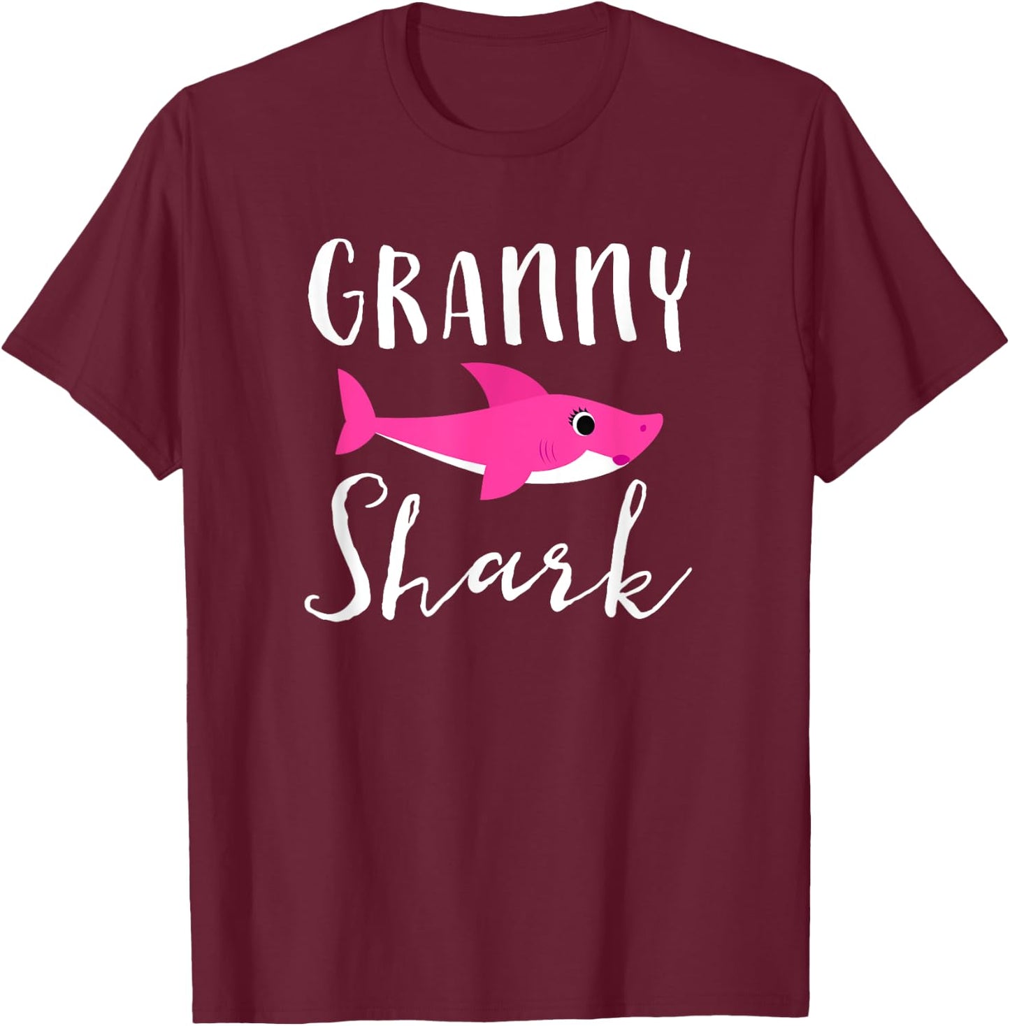 Granny Shark Grandma Grandmother Pink Shark Graphic T-Shirt - T-Shirt | Maroon