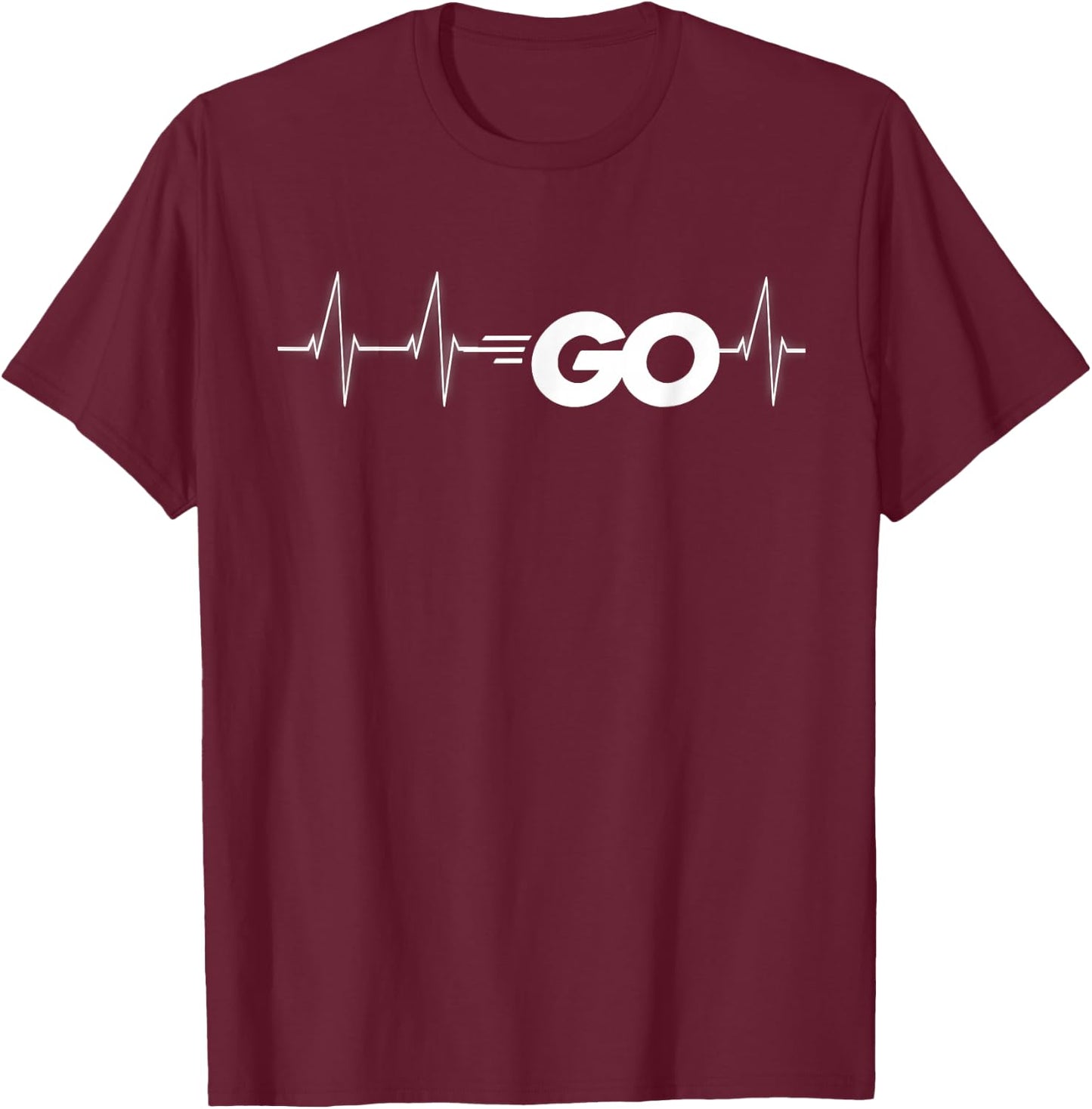 Go Programming Language Go Logo Heartbeat Developer Gift T-Shirt - T-Shirt | Maroon