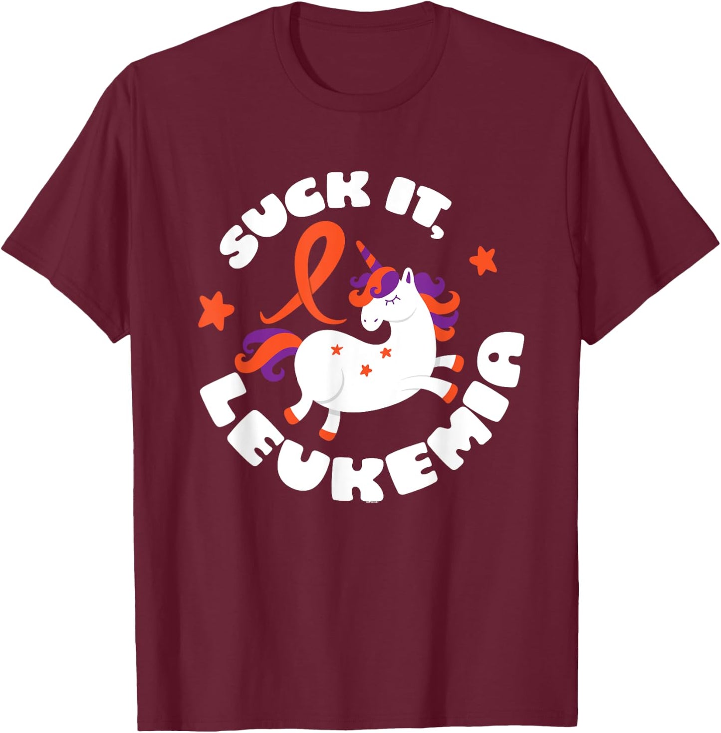 Unicorn Funny Suck It Leukemia Fighter Survivor Awareness T-Shirt - T-Shirt | Maroon